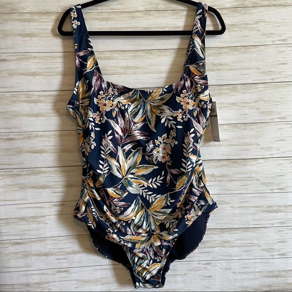 NWT Anne Cole Floral One Piece Swim Size 14